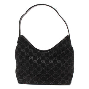 Gucci GG monogram suede hobo shoulder bag Black
